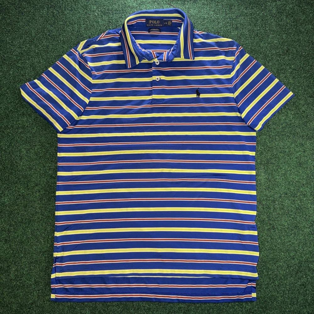 Polo Ralph Lauren Performance Polo Shirt Men's Size Large Multicolor Stripe Polo